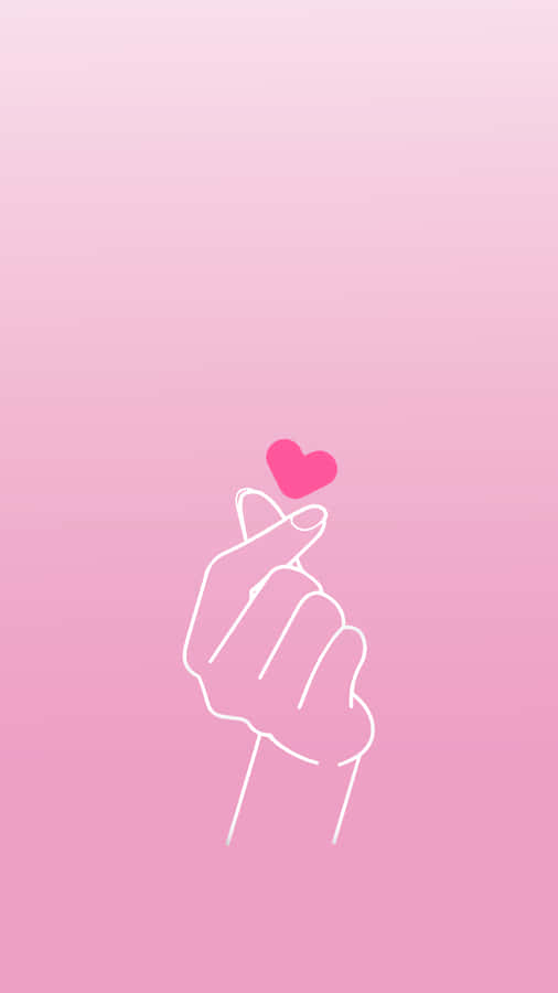 Bts Finger Heart Pink Drawing Wallpaper