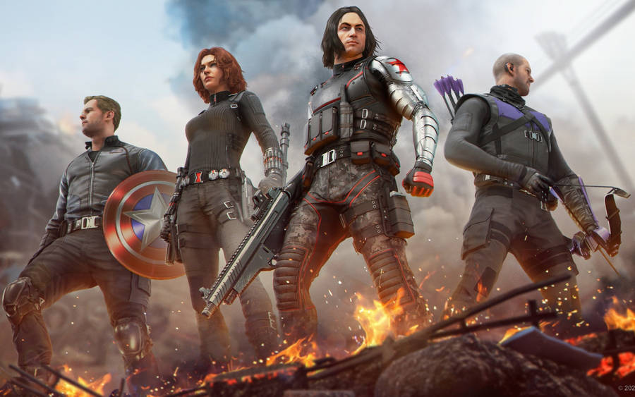 Bucky Barnes With Black Widow Wallpaper