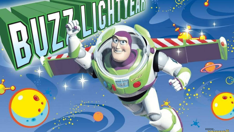 Buzz Lightyear Enjoying A Thrilling Flight In Space Wallpaper