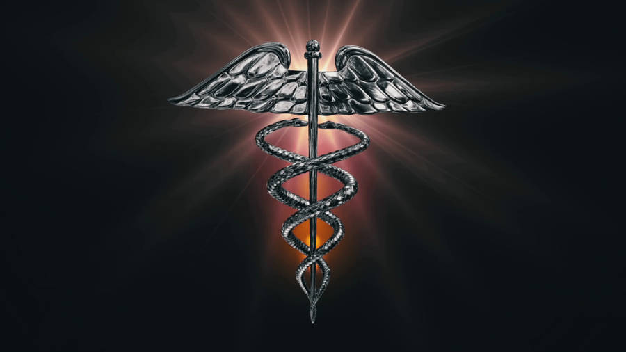 Caduceus Medical Symbol Golden Lens Wallpaper