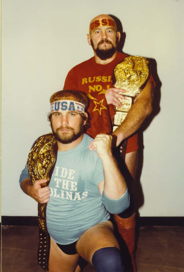 Canadian Wrestler Ivan Koloff And American Wrestle Don Kernodle Wallpaper