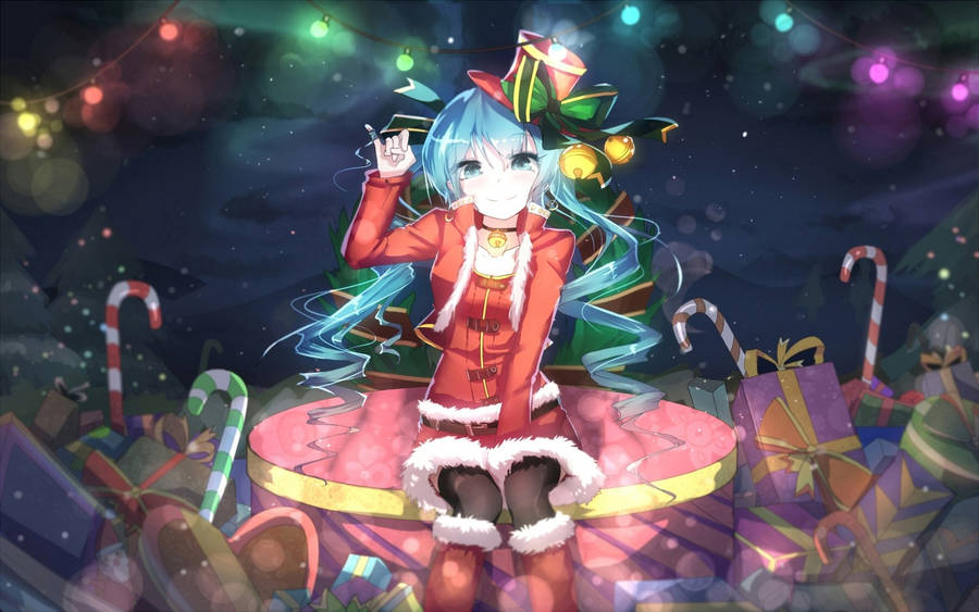 Candy Cane Anime Girl Wallpaper