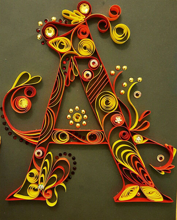 Capital Alphabet Letter A Paper Quilling Artwork Wallpaper