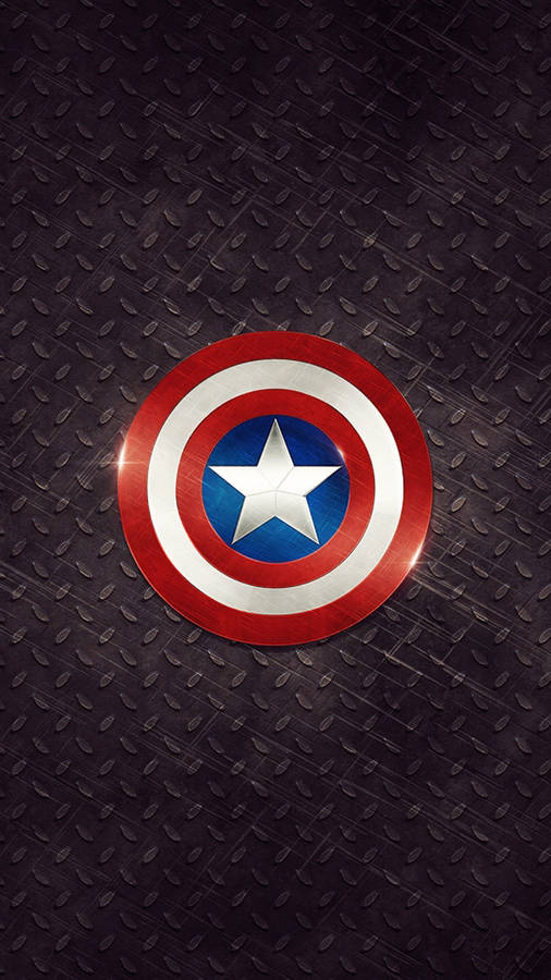 Captain America Shield Iphone On Steel Floor Wallpaper