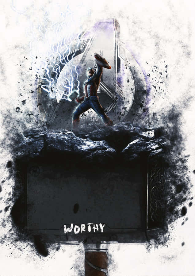 Captain America Worthy Of Mjölnir Hammer Wallpaper