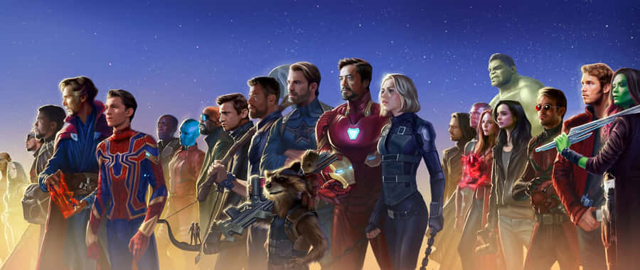 Captain Marvel And The Avengers – Ready To Take On The World Wallpaper