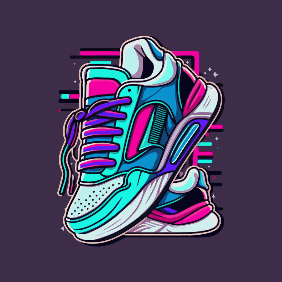 Caption: Colorful Cartoon Sneaker Illustration Wallpaper
