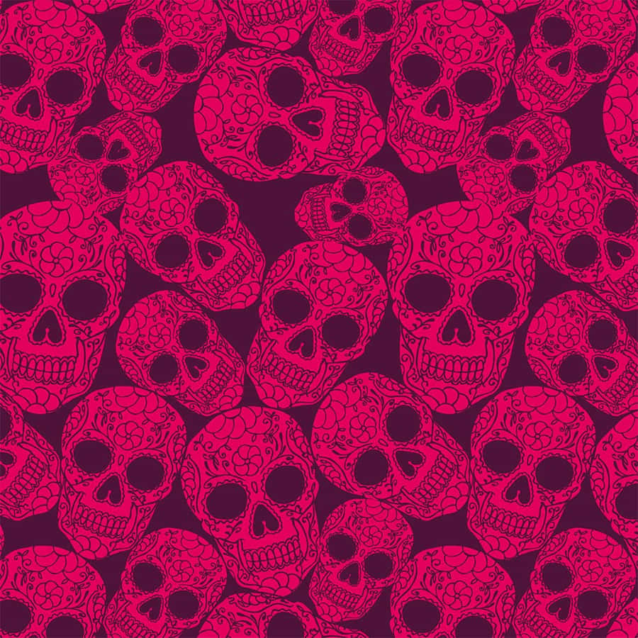 Caption: Edgy Aesthetic Pink Skull Wallpaper Wallpaper