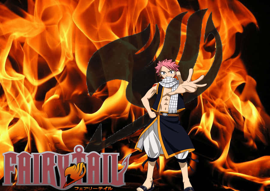 Caption: Fiery Natsu Dragneel Ready For Battle Wallpaper