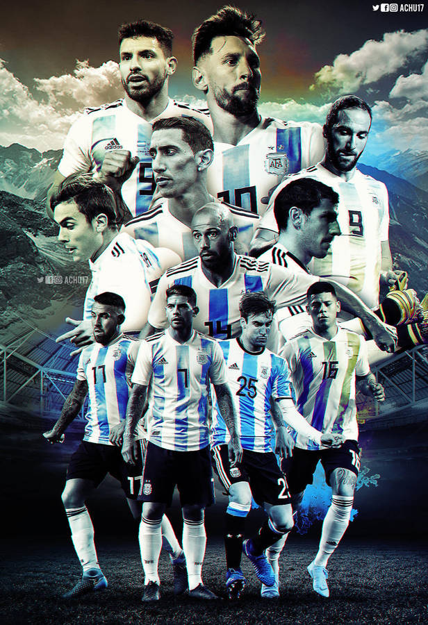 Caption: High-definition Poster Of Argentina National Football Team Wallpaper