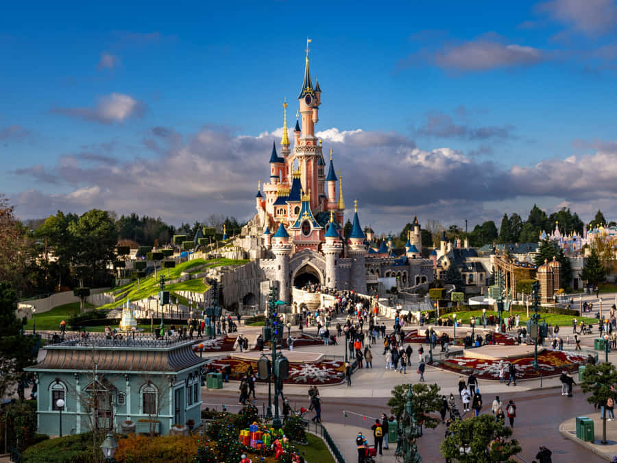 Caption: Magical Night At Disneyland Paris Wallpaper