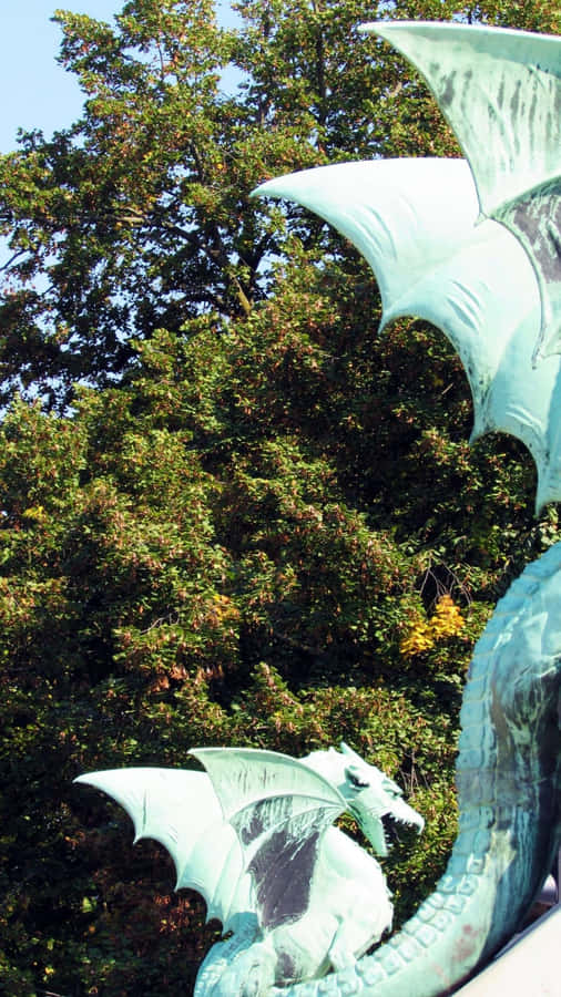 Caption: Majestic Blue Dragon Wallpaper