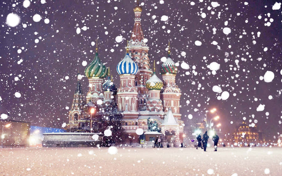 Caption: Majestic Saint Basil's Cathedral At Kremlin, Moscow Wallpaper