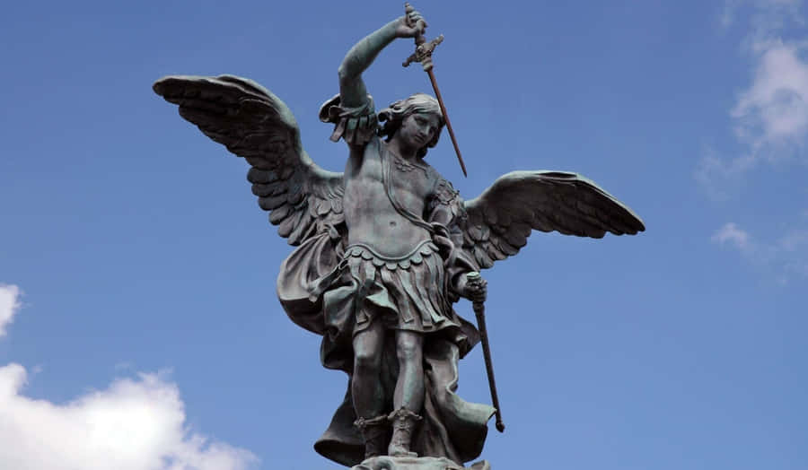 Caption: The Majestic Saint Michael The Archangel Wallpaper