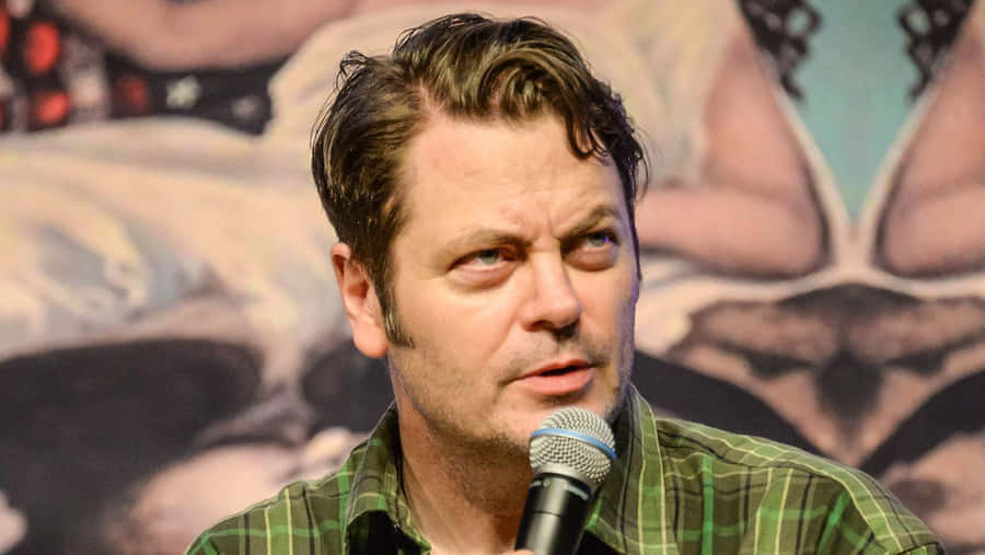 Caption: The Unique Persona Of Nick Offerman Wallpaper