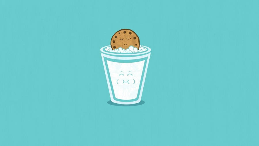 Caption: Wholesome Love: Milk Meets Cookie Wallpaper