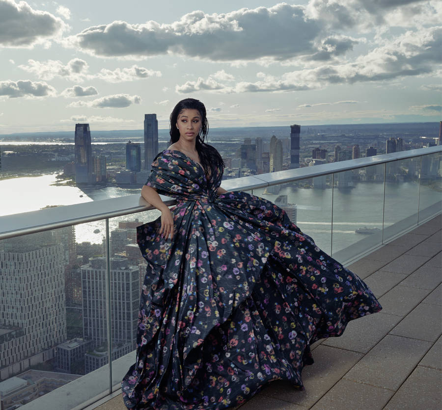 Cardi B On Balcony Wallpaper