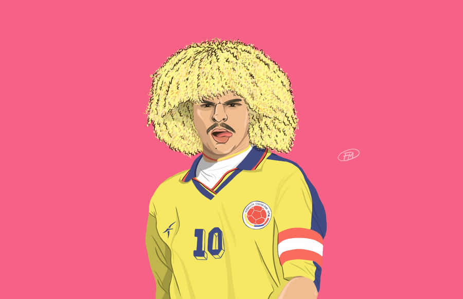 Carlos Valderrama In Pink Wallpaper