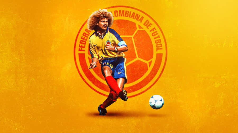 Carlos Valderrama Kicking Ball Wallpaper