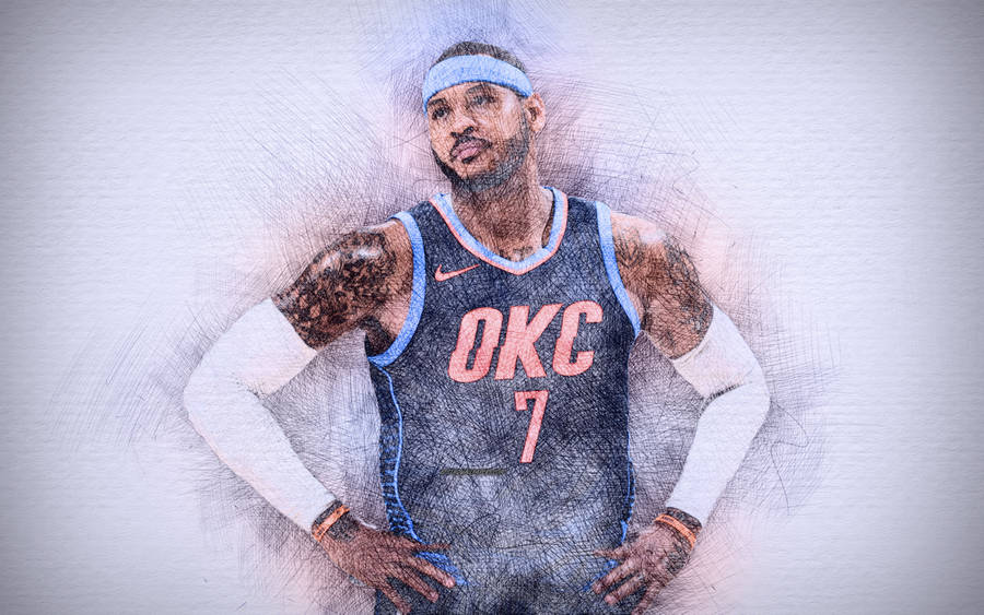 Carmelo Anthony Okc 7 Sketch Wallpaper