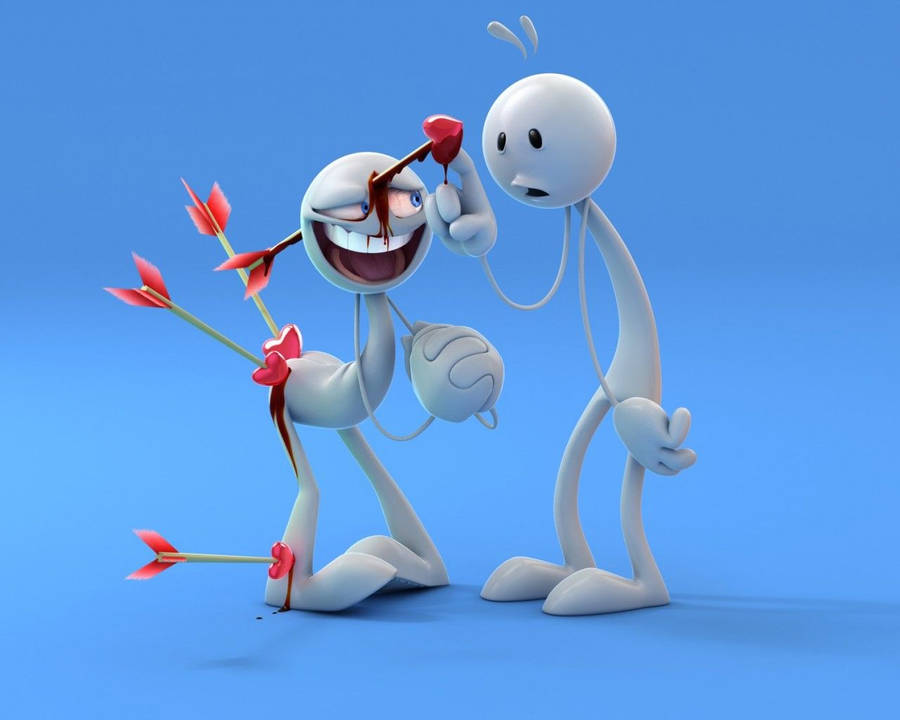 Cartoon 3d White Couple Wallpaper