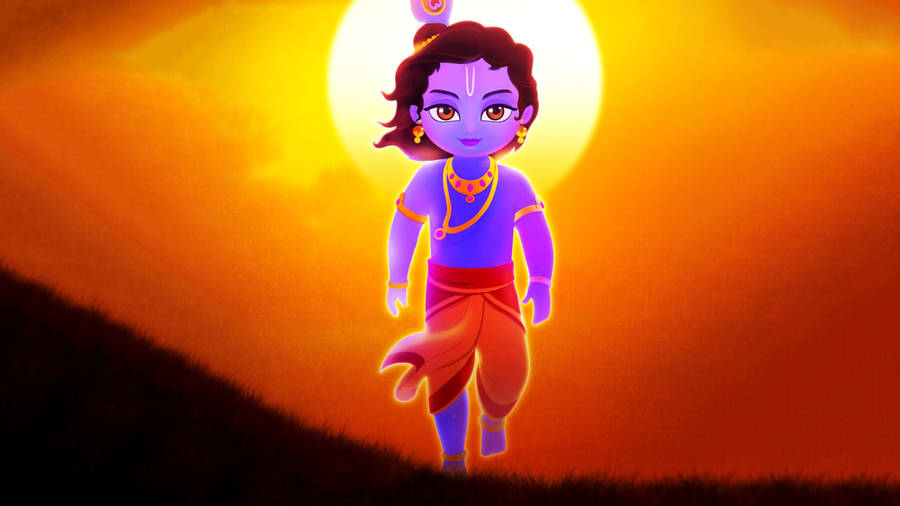Cartoon God Full Hd Lord Krishna Wallpaper