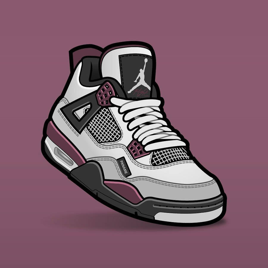 Cartoon Jordan Shoes Purple White Black Wallpaper