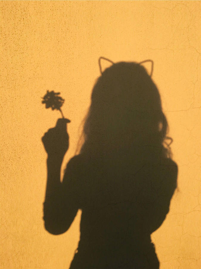 Cat Ears Curly Girl Aesthetic Wallpaper