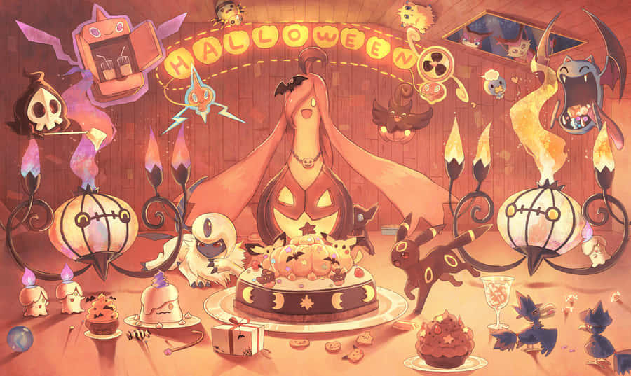 Catch All The Ghosts And Pumpkins This Halloween In Pokemon Adventure! Wallpaper