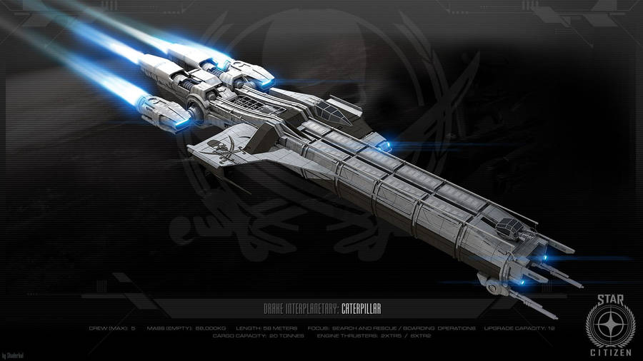 Caterpillar Spaceship Star Citizen Wallpaper
