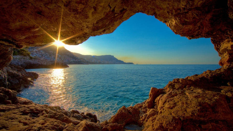 Cave Facing The Sea Wallpaper
