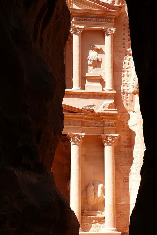 Cave Peek At Rose City Petra Wallpaper