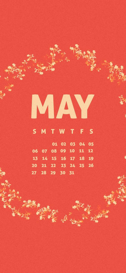 Celebrate The Beauty Of May With A Red Calendar Full Of Vibrant Flowers Wallpaper