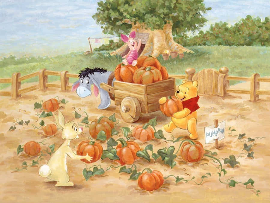 Celebrate The Changing Of The Seasons With Your Favorite Disney Characters And The Vibrant Colors Of Autumn. Wallpaper