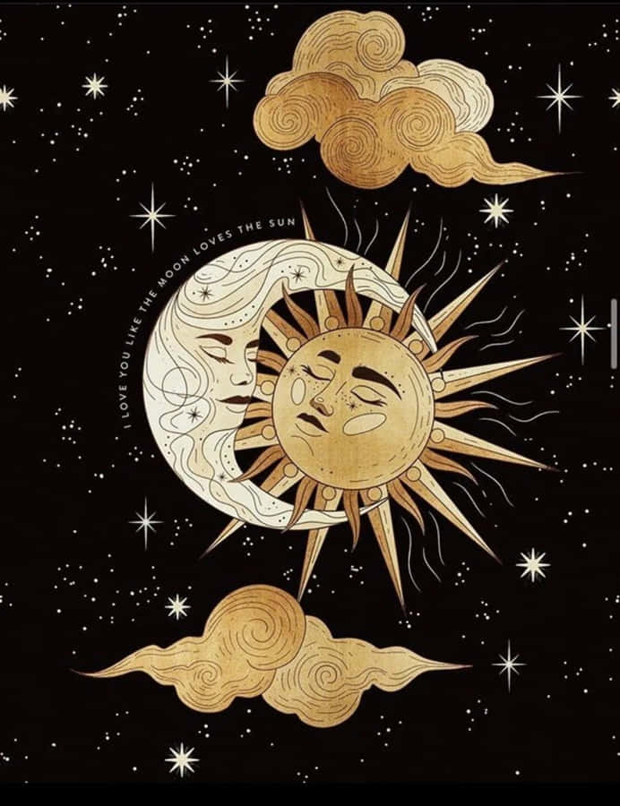 Celestial Harmony Of The Sun And Moon Wallpaper