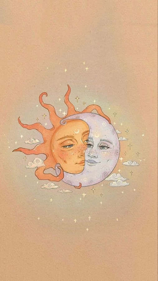 Celestial Harmony - Sun And Moon Aesthetic Wallpaper