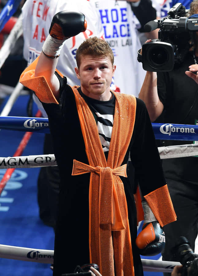 Champion Saul Canelo Alvarez Action Shot Wallpaper