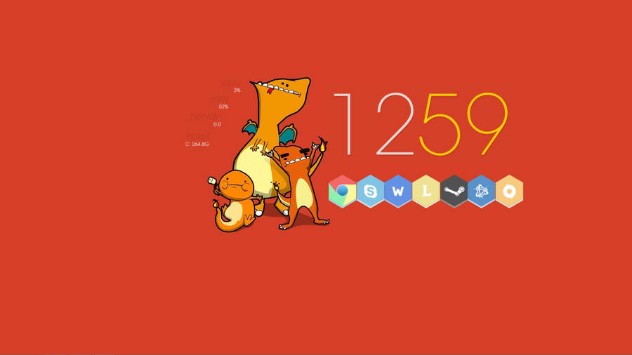 Charmander Gets Creative With An Orange Wallpaper