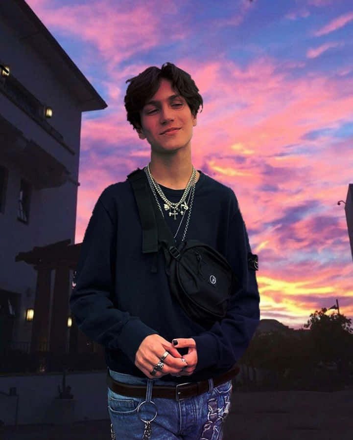 Chase Hudson Black Sweater And His Bling Wallpaper