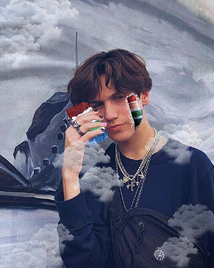 Chase Hudson In Front Of Street Art Wallpaper