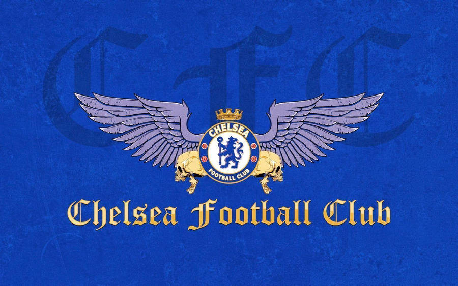 Chelsea Fc Logo Between Wings And Skulls Wallpaper