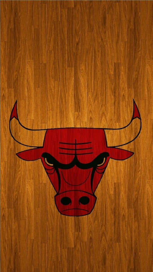 Chicago Bulls On Wooden Texture Phone Wallpaper