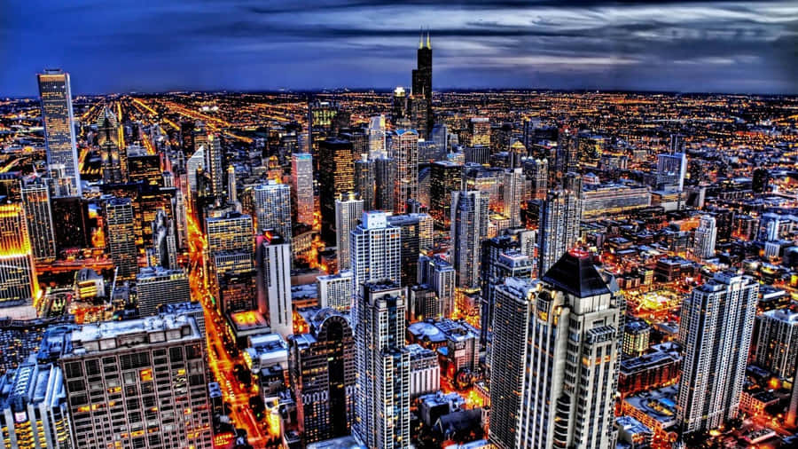 Chicago Cityscape At Night Wallpaper