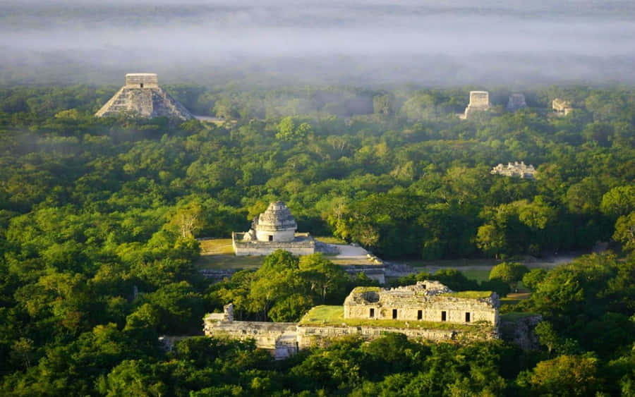Chichen Itza Mexico Aerial View Wallpaper