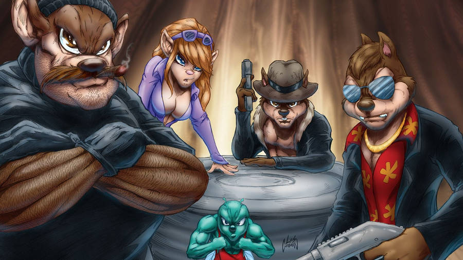 Chip N Dale Rescue Rangers Realistic Illustration Wallpaper