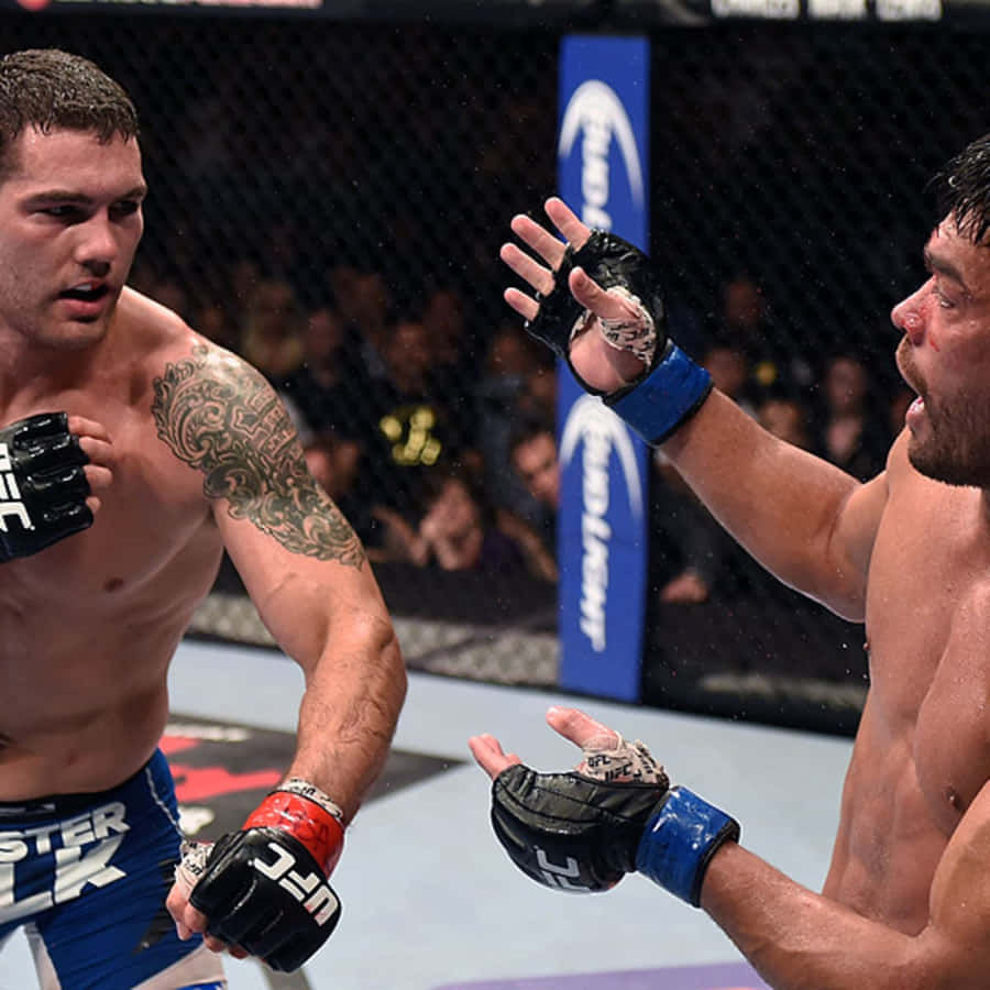 Chris Weidman In An Intense Face-off With An Opponent. Wallpaper