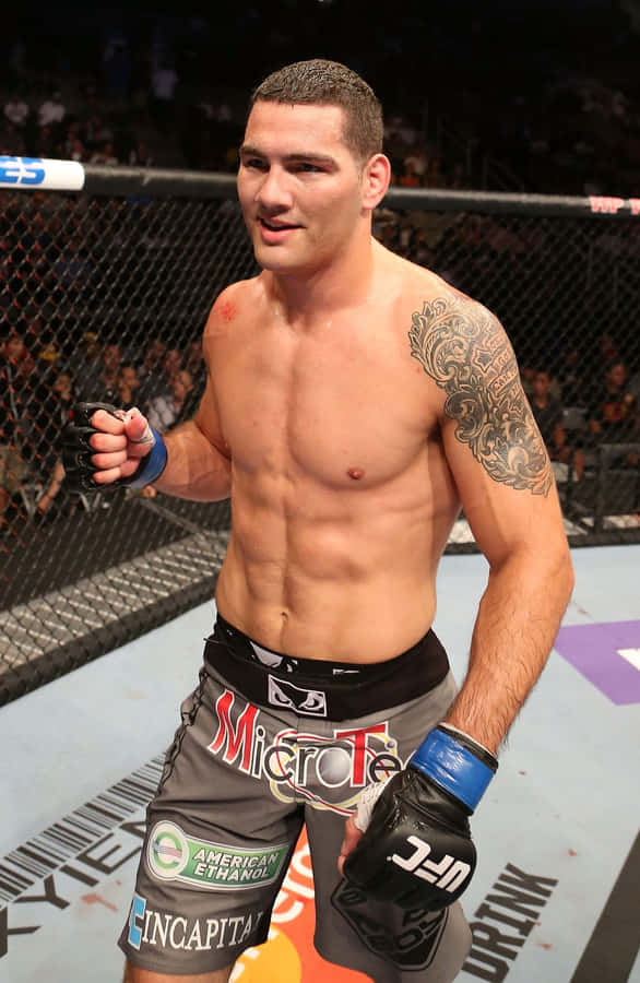 Chris Weidman In Shorts And Gloves Wallpaper