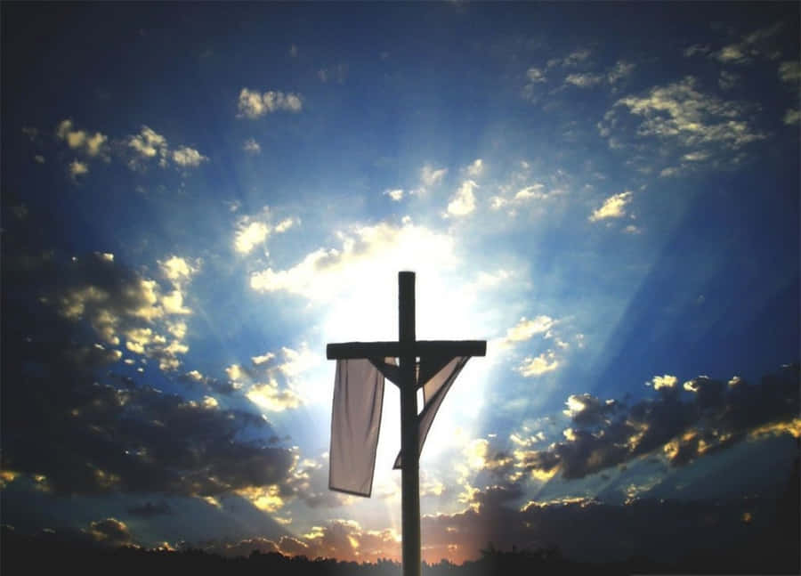 Christ Is Risen Cross White Flag Wallpaper