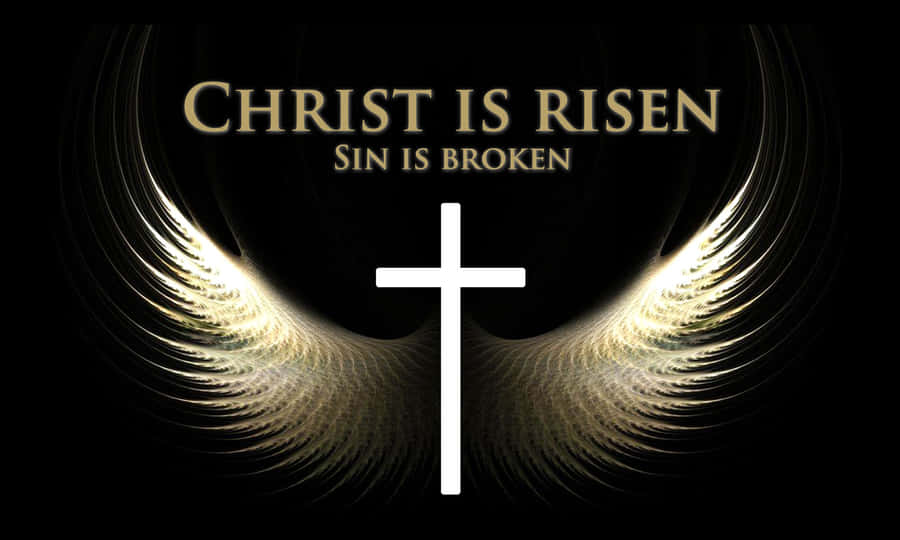Christ Is Risen White Wings Cross Wallpaper