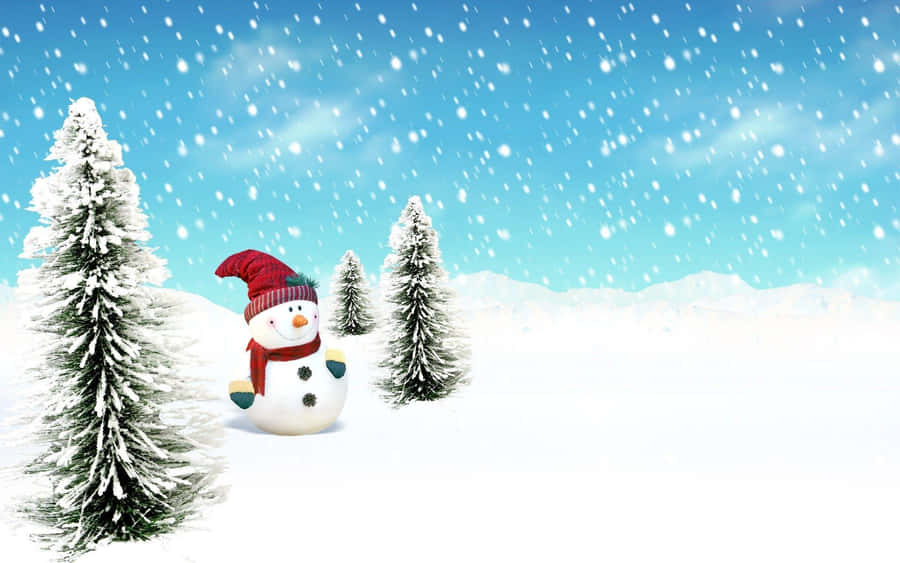 Christmas Cartoon White Snowfall Wallpaper